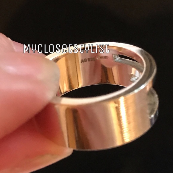 SOLD-Gucci Sterling Silver G Logo Ring 6.5 925RARE - Picture 4 of 6